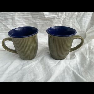 Large Green and Blue Coffee Mugs-set of 2